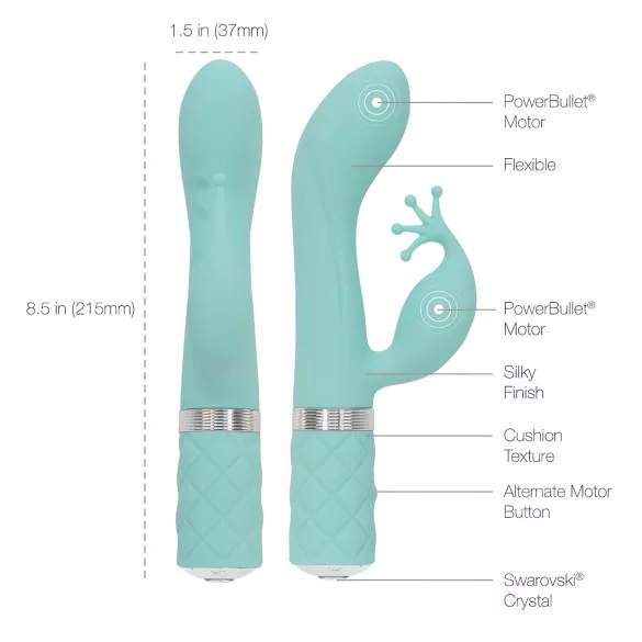 Pillow Talk Kinky - oppladbar G-punkt-vibrator med 2 motorer (turkis)