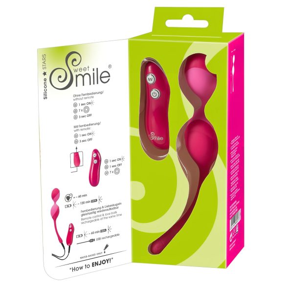SMILE Love Balls - vibrerende egg med fjernkontroll 82g (rosa)