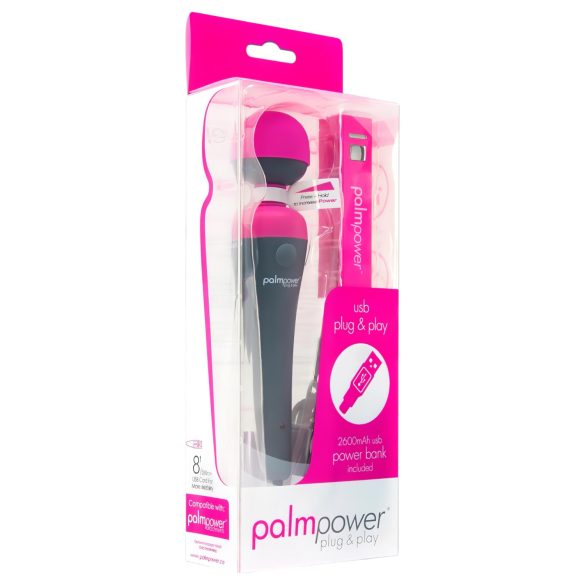 PalmPower Wand - rosa/grå massasjestav med powerbank