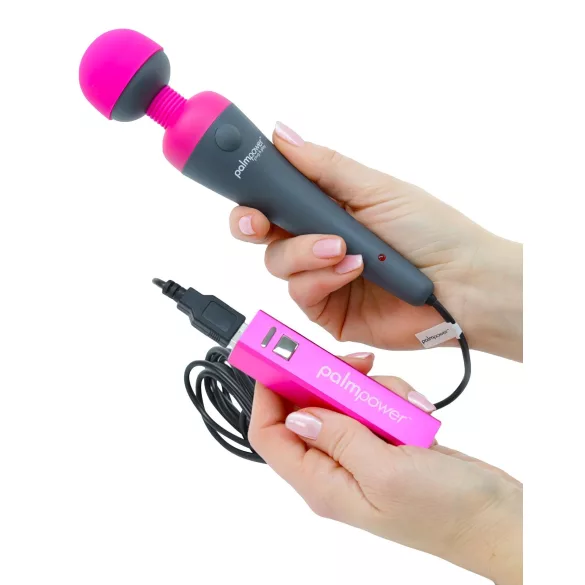 PalmPower Wand - rosa/grå massasjestav med powerbank
