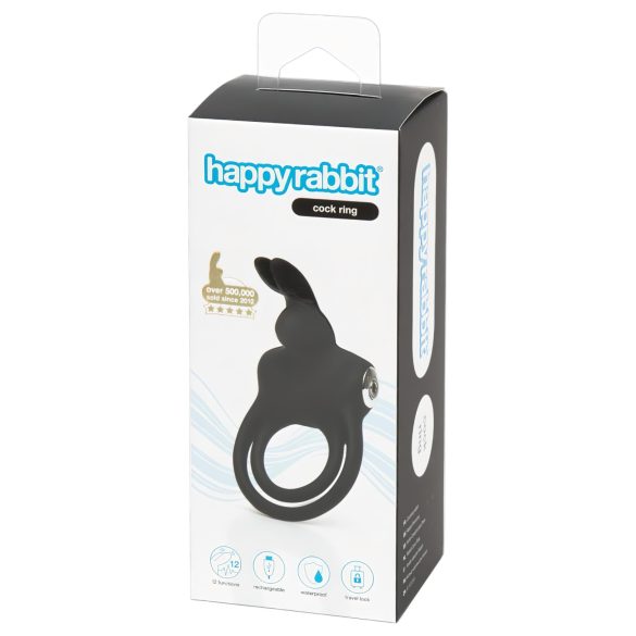 Happyrabbit Cock - vanntett, oppladbar penis- og testikkelring (svart)
