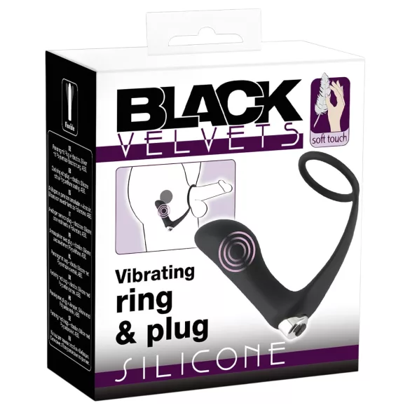 Black Velvet - anal vibrator med penisring (svart)