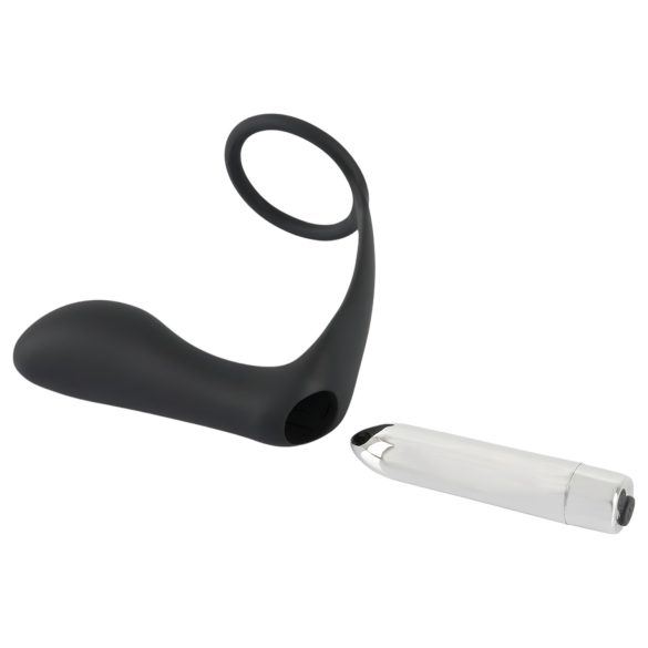 Black Velvet - anal vibrator med penisring (svart)