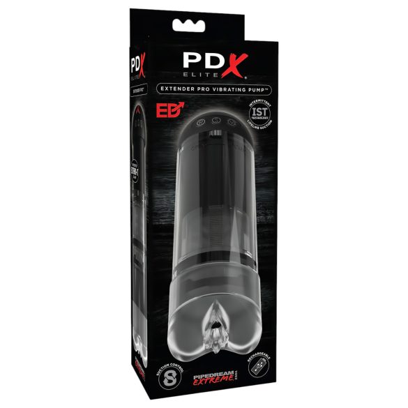 PDX Elite Extender Pro - Oppladbar Suge-Vibrator Kunstig Vagina (Svart)