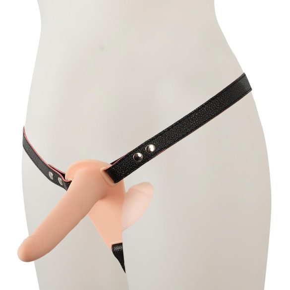 You2Toys - Strap-On - dobbel dildo med vibrasjoner (naturlig)