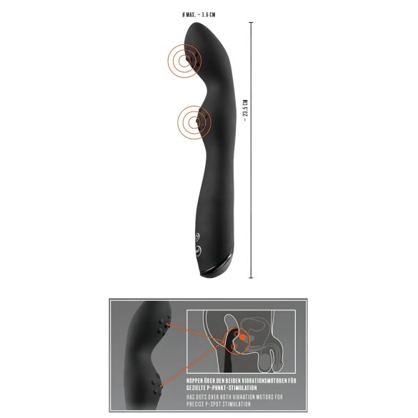 Rebel P-Spot - Dobbel motor prostata-vibrator (svart)