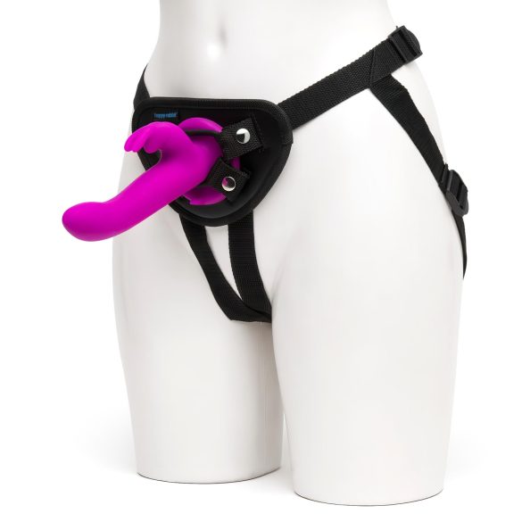 Happyrabbit Strap-On - kanin festestroppvibrator (lilla)