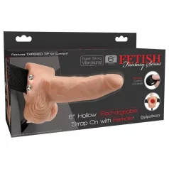   Pipedream - Fetish Strap-On 6 - påsettbar, hul vibrator (naturfarget)