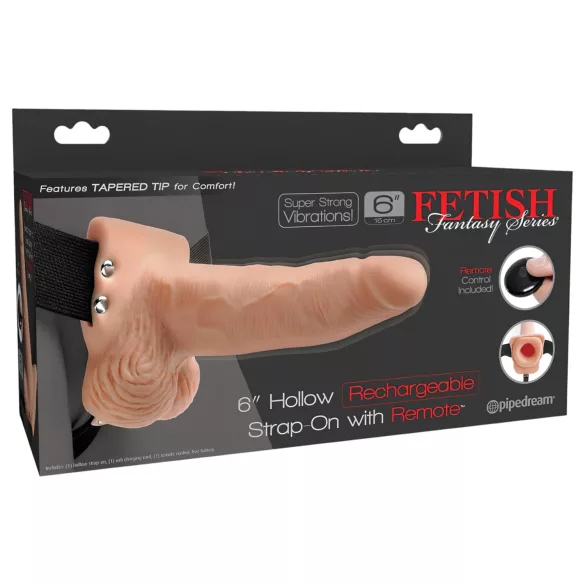 Pipedream - Fetish Strap-On 6 - påsettbar, hul vibrator (naturfarget)