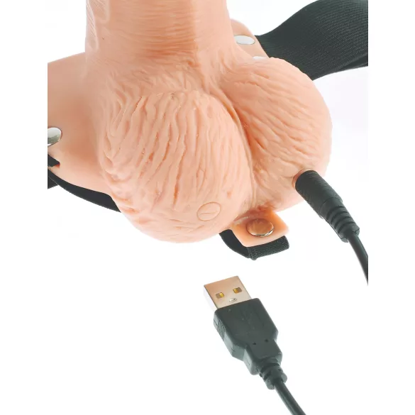 Pipedream - Fetish Strap-On 6 - påsettbar, hul vibrator (naturfarget)