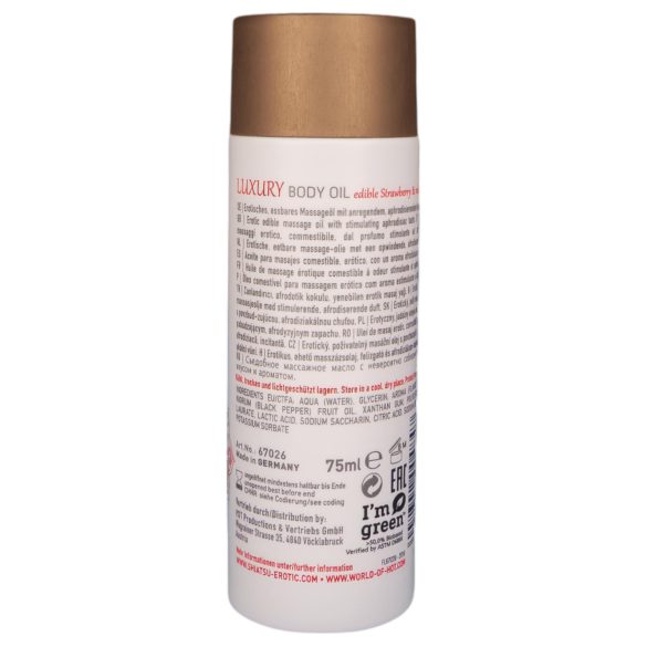 Shiatsu Luxury spiselig massasjeolje - jordbær og rød pepper (75ml)