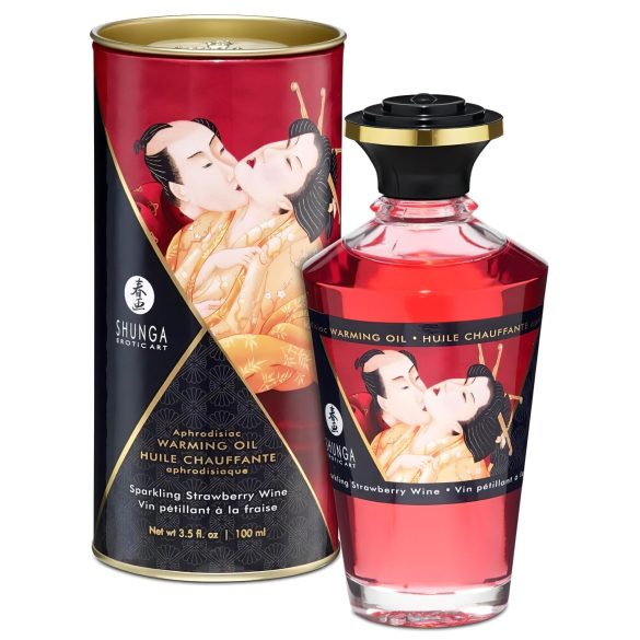 Shunga - Varmende Massasjeolje - Champagne & Jordbær (100ml)