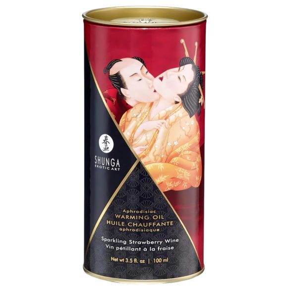 Shunga - Varmende Massasjeolje - Champagne & Jordbær (100ml)