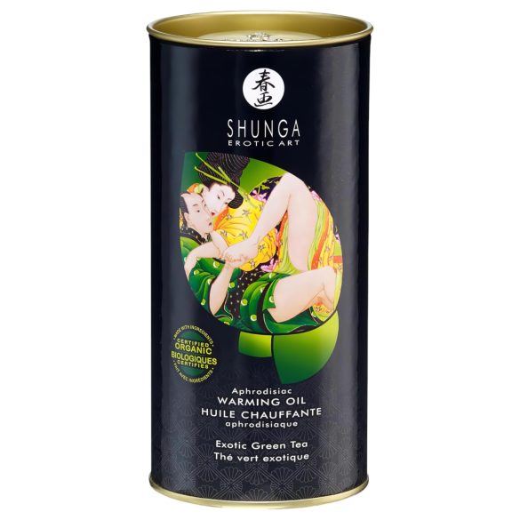 Shunga - oppvarmende massasjeolje - grønn te (100 ml)