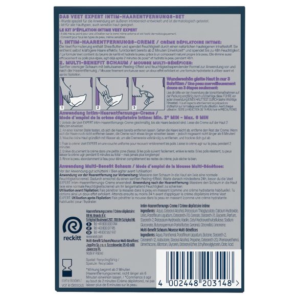 Veet - intim hårfjerningskrem og fuktighetsgivende skum for kvinner (50+50ml)