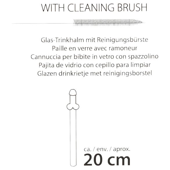 Straw Willy - penisformet glassugerør - gjennomsiktig (4 stk)