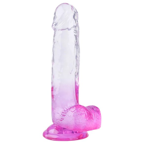 Sunfo - Sugeskop med testikler, dildo - 22cm (Gjennomsiktig-lilla)