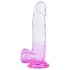 Sunfo - Sugeskop med testikler, dildo - 22cm (Gjennomsiktig-lilla)