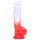 Sunfo - sugekopp dildo med testikler - 21 cm (gjennomsiktig rød)