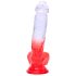Sunfo - sugekopp dildo med testikler - 21 cm (gjennomsiktig rød)