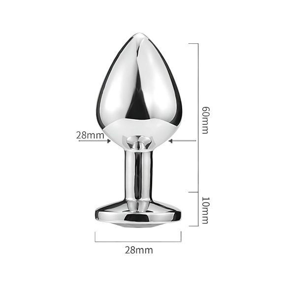 Sunfo - metall analplugg med rosa stein (sølv)
