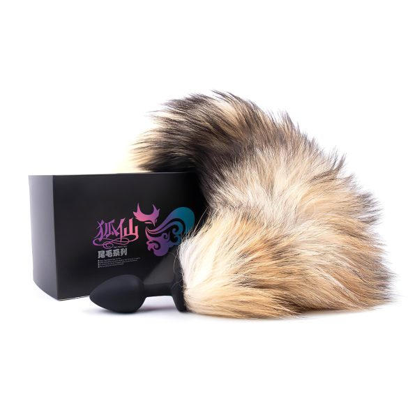 Sunfo - silikon analtrekk med revehale (svart-rød)