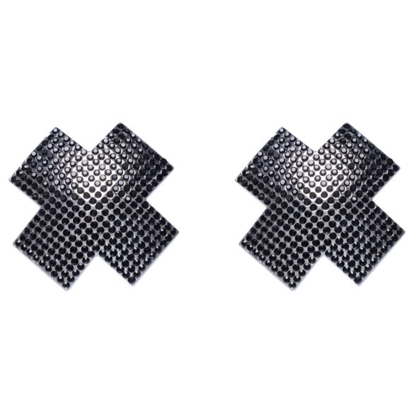 Cottelli - rhinestone X brystklistremerke (svart)