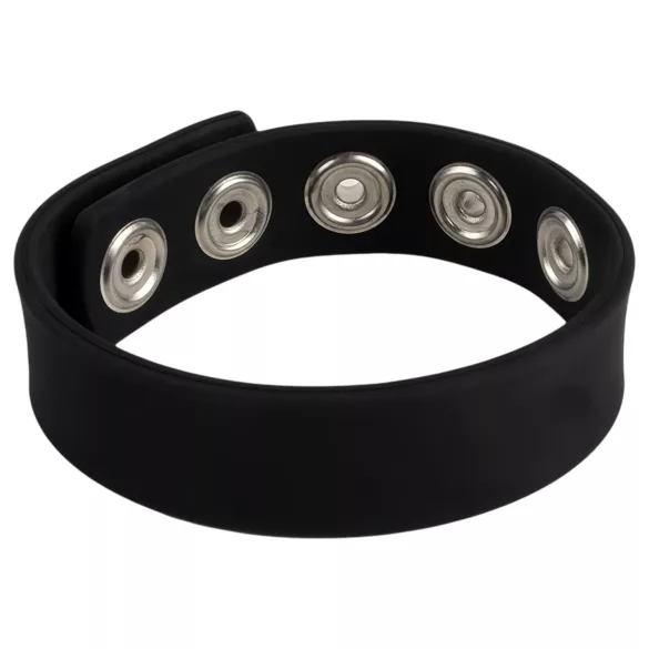 Pulselock Forge - justerbar silikon penisring med trykknapp (svart) - 228 mm