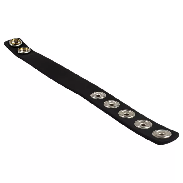 Pulselock Forge - justerbar silikon penisring med trykknapp (svart) - 228 mm