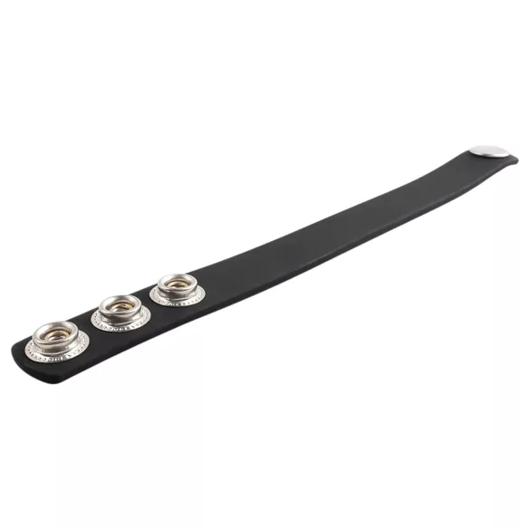 Pulselock Forge - justerbar silikon penisering med trykknapp (svart) - 200 mm