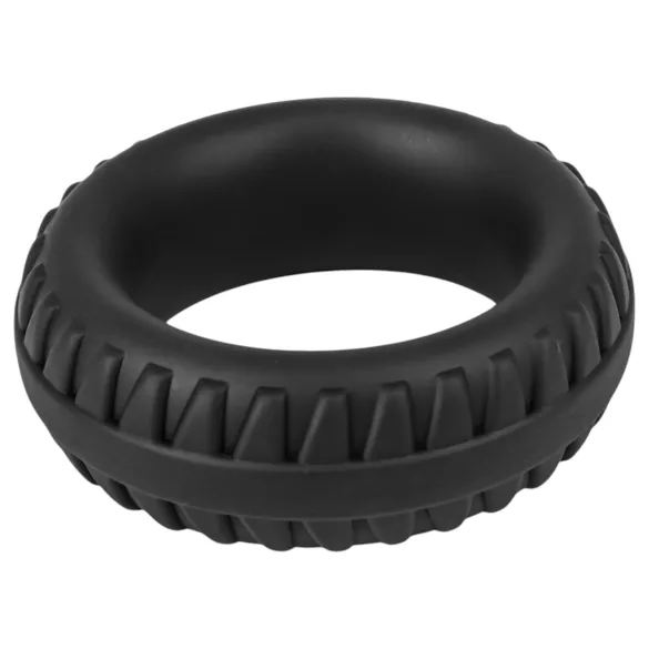 Pulselock Forge - silikonpenisring med dekkmønster (svart) - 35 mm