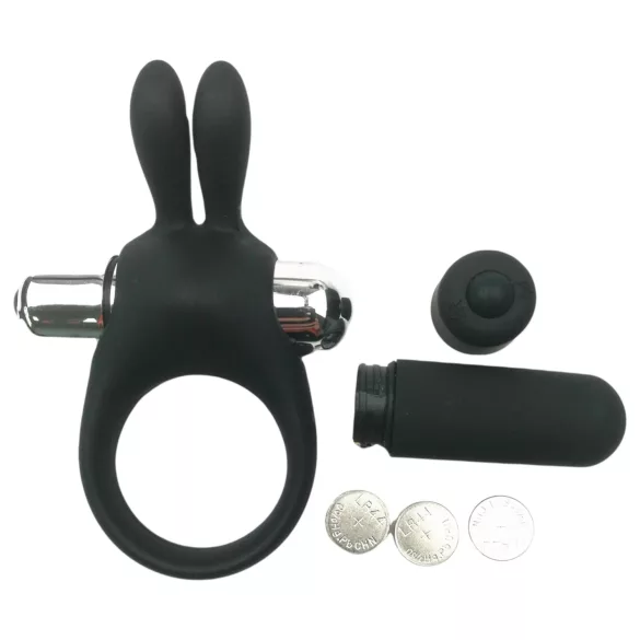 Pulselock Vantr - vibrasjonsring med kanin for penis (svart) - 30 mm