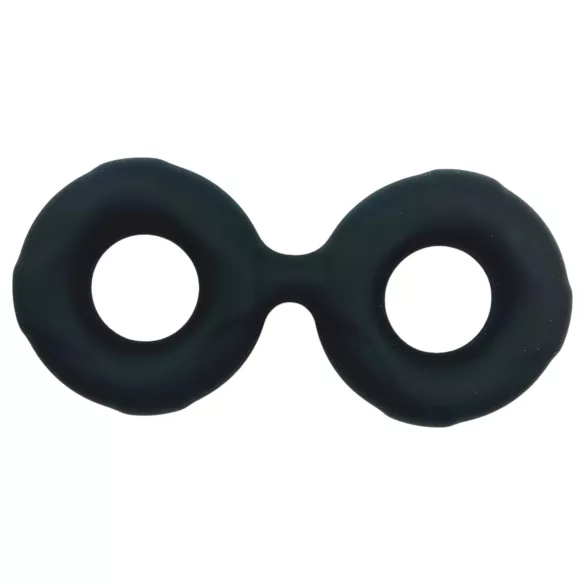 Pulselock Taur - dobbel penis- og pungring (svart) - 25 mm