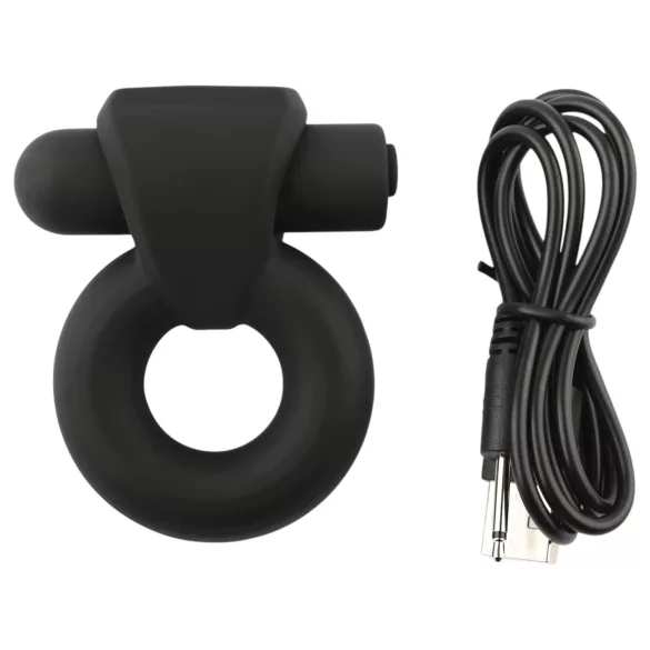 Pulselock Vantr - oppladbar vibrasjonsring for penis og testikler (svart) - 25 mm