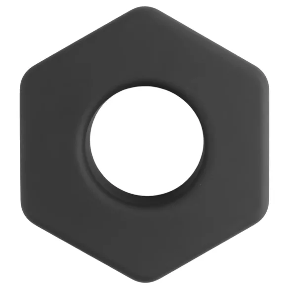 Pulselock Forge - silikon penisering formet som en mutter (svart) - 22 mm