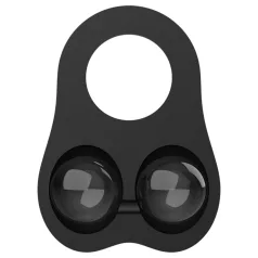   Pulselock Taur - penisring i silikon med vektede kuler (svart)