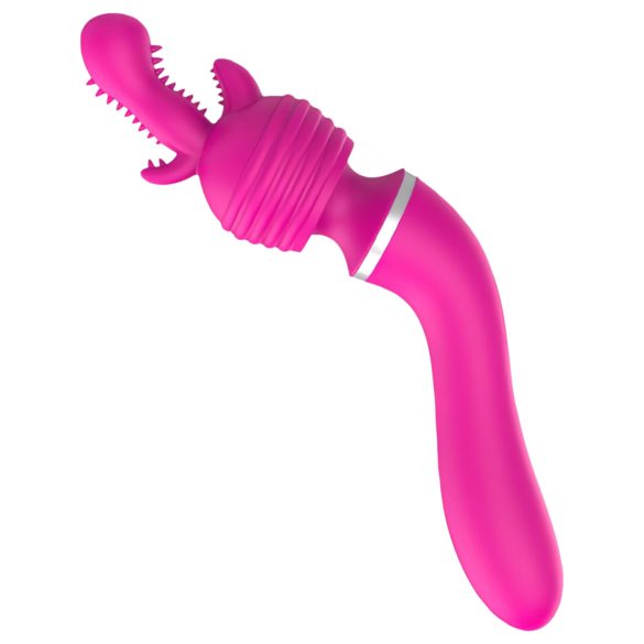 Lonely 2-i-1: massasjer og G-punktvibrator med 3 vedlegg (rosa)