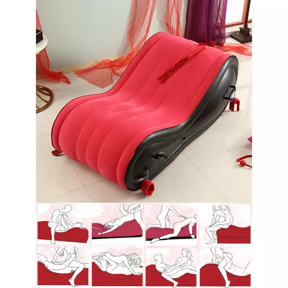 Desirel Magic Pillow - Oppblåsbar BDSM-sexmøbel - med håndjern (rød)