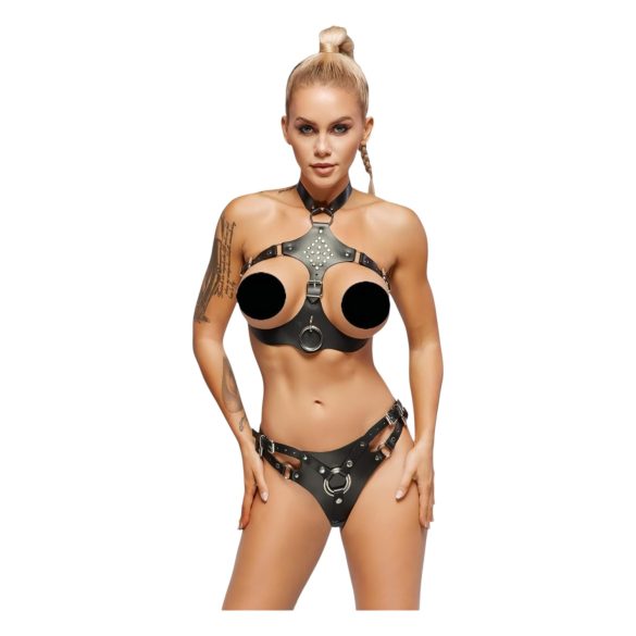 ZADO - Lærsett med strap-on (svart) - L/XL