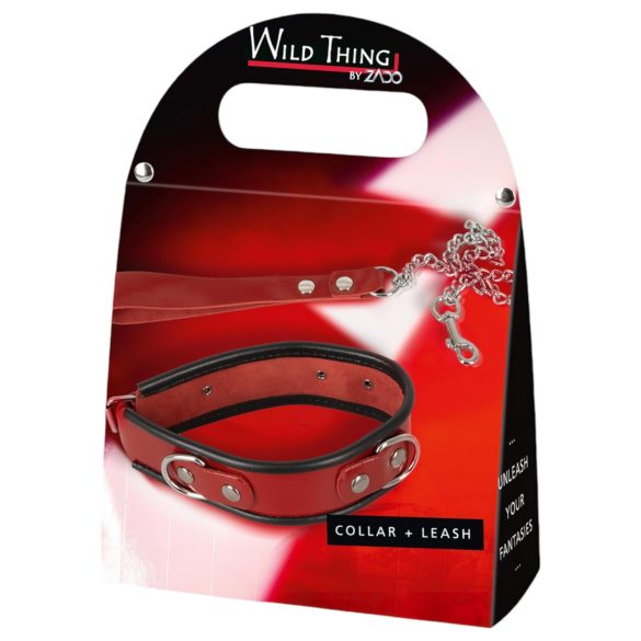 ZADO - Rødt lærhalsbånd med bånd