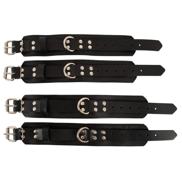 ZADO - svart lær-festesett til sengen