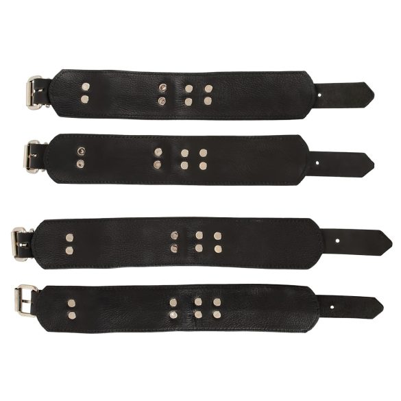 ZADO - svart lær-festesett til sengen