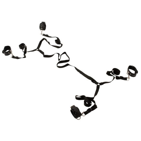 ZADO - svart lær-festesett til sengen