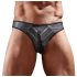 Skinnende herre-tanga med gjennomsiktige felt (svart) - M