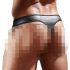 Skinnende herre-tanga med gjennomsiktige felt (svart) - M