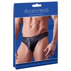 Svenjoyment - Glitrende herre-tanga med strassglidelås (svart)   Svenjoyment - Glitrende herre-tanga med strassglidelås (svart)