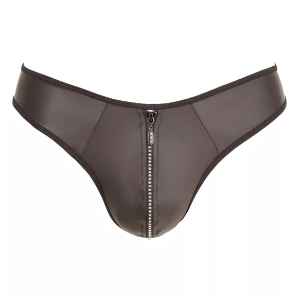 Svenjoyment - Glitrende herre-tanga med strassglidelås (svart) - XL