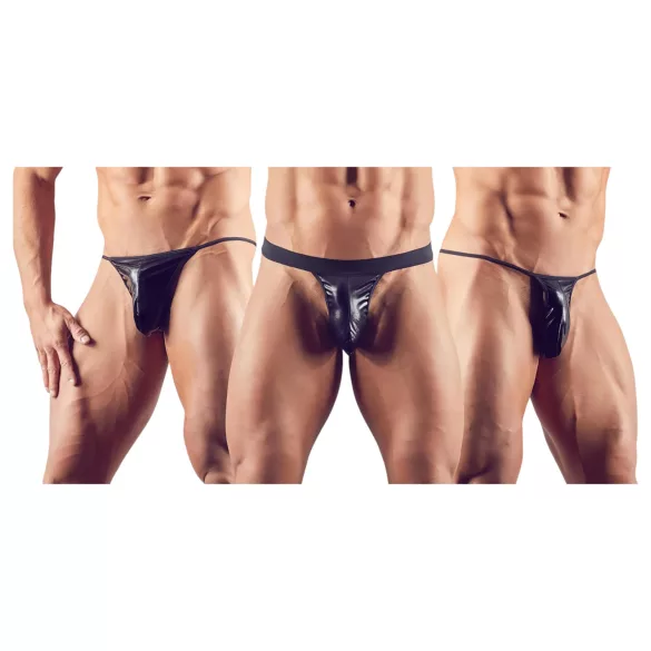 Svenjoyment - Herre tanga sett - svart (3 deler) S-L
