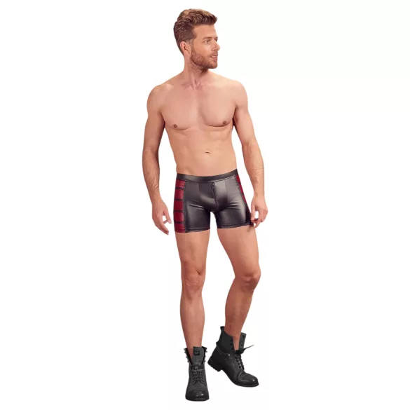 NEK - svart boxer med rød stripet glidelåsdetalj