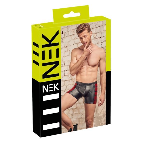 NEK - svart boxer med rød stripet glidelåsdetalj - XL